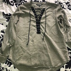 Olive green Lace up top!!!